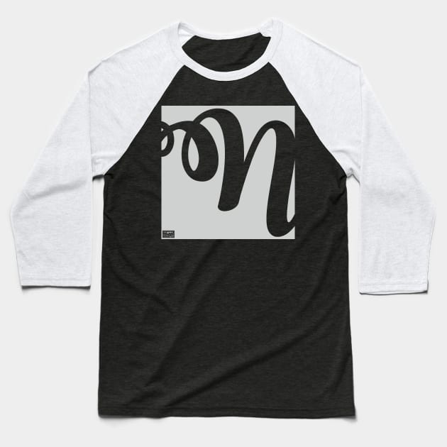 Letter N Elegant Cursive Calligraphy Initial Monogram Baseball T-Shirt by porcodiseno